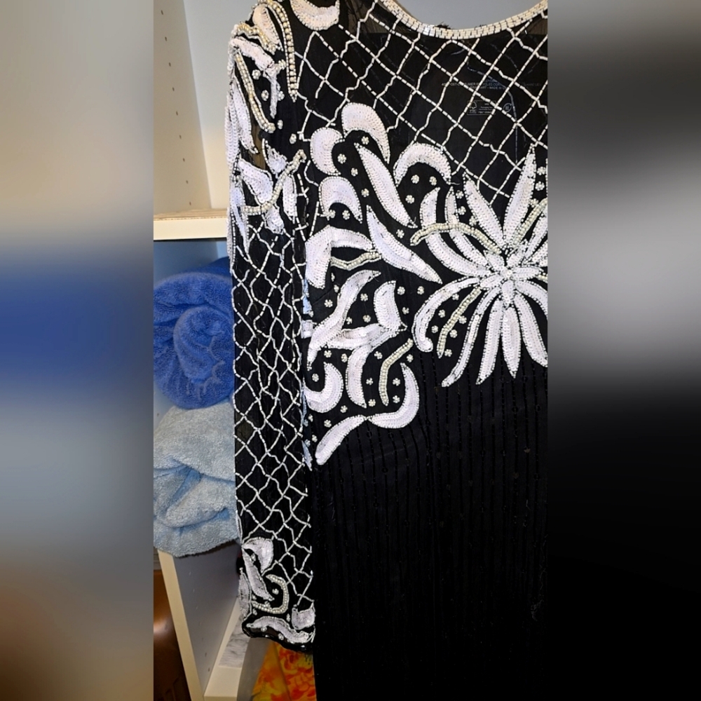 Laurence hazard vintage beaded midi dress xl